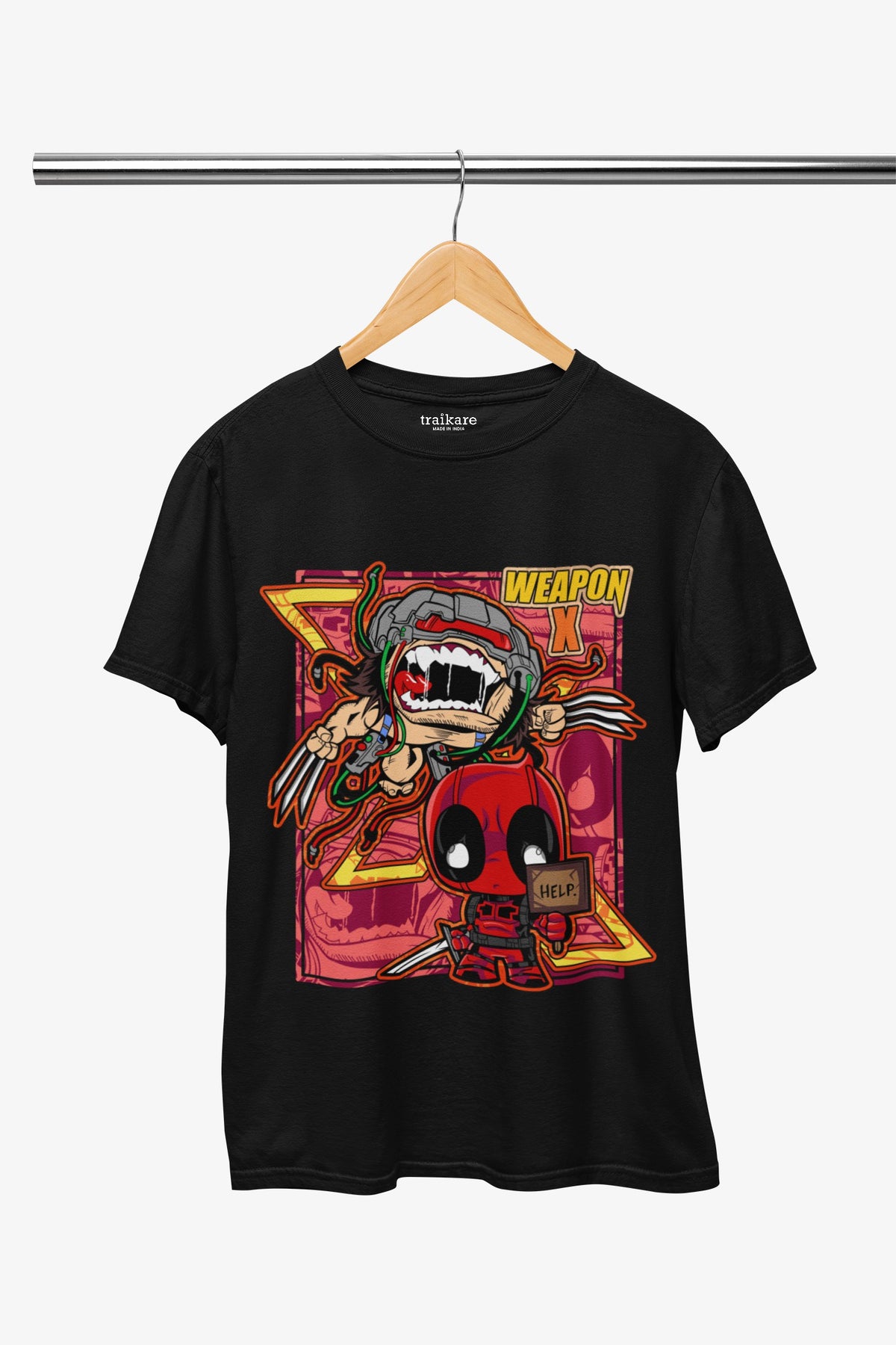 Iconic Black Deadpool & Wolverine Unisex Anime T-Shirt